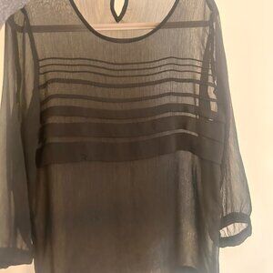Large, Zara basic, Sheer Black Women’s Blouse